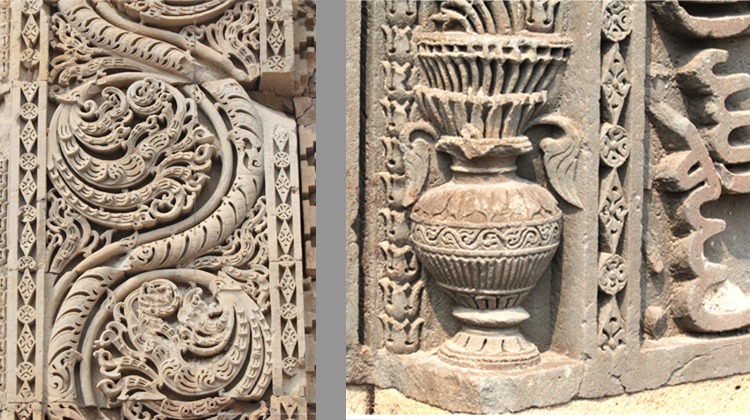 Hindu symbols lotus and kalash